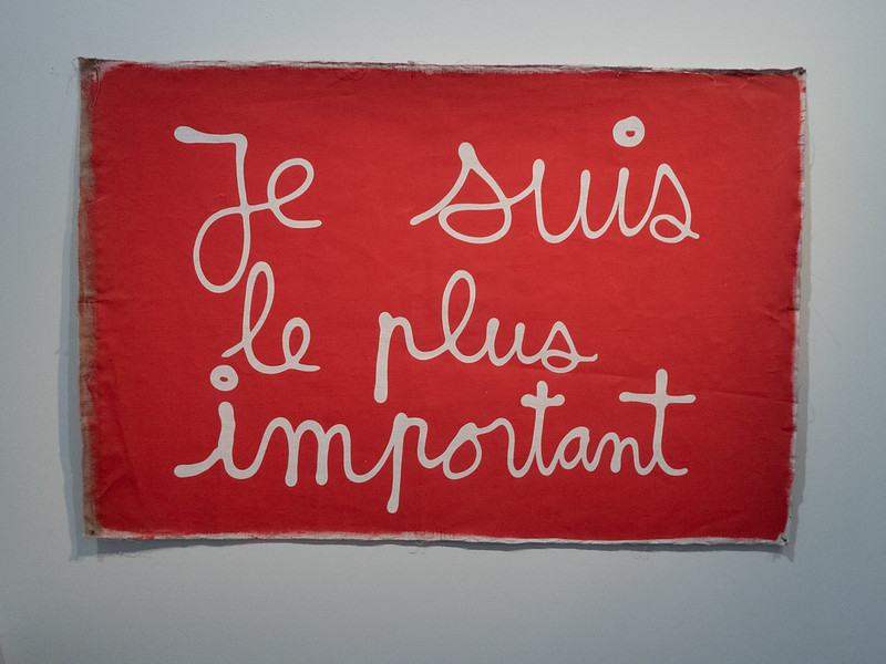 Ben : "Je suis le plus important" - vers 1972 - sérigraphie sur toile (Exposition "le Rêve d'être un artiste - Palais des Beaux-Arts de Lille - Octobre 2019)